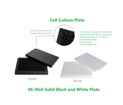 Đĩa/ Phiến nuôi cấy tế bào solid black/ solid white 96 Well, đáy phẳng, Sterile TC-treated