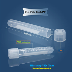 5ml-12ml-14ml- Ống nghiệm nhựa PS/ PP, đáy tròn, chia vạch, 1 cái/túi-Sterile,100 cái/hộp, Biosharp
