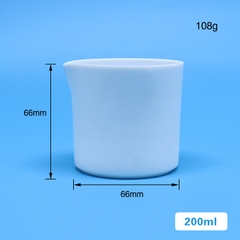 Cốc nhựa PTFE/Teflon có mỏ (PTFE Beakers),150ml/200ml/300ml/400ml (gồm nắp), Chính hãng