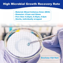 (Vô trùng) Màng lọc Vi Sinh (MCE), đk 47 và 50mm/0.8μm-0.22µm-0.45μm, 100 chiếc/hộp, Biosharp