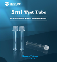 5ml-14ml- Ống nghiệm nhựa PS/ PP, đáy tròn, Không chia vạch, 25 cái/túi-Sterile, Biosharp