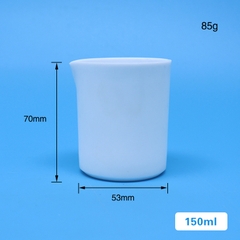 Cốc nhựa PTFE/Teflon có mỏ (PTFE Beakers),150ml/200ml/300ml/400ml (gồm nắp), Chính hãng