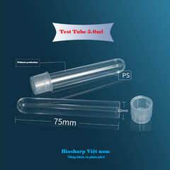 5ml-14ml- Ống nghiệm nhựa PS/ PP, đáy tròn, Không chia vạch, 25 cái/túi-Sterile, Biosharp