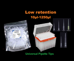 Đầu côn/ đầu típ 10μl-1250μl bám dính thấp, 96 típ/hộp-1000 típ/gói (Pipette tips), Fcommbio