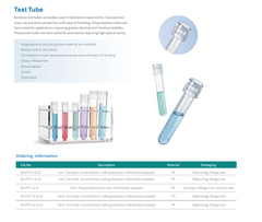 5ml-12ml-14ml- Ống nghiệm nhựa PS/ PP, đáy tròn, chia vạch, 1 cái/túi-Sterile,100 cái/hộp, Biosharp