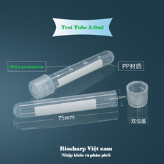 5ml/14ml- Ống nghiệm nhựa PS/ PP, đáy tròn, chia vạch, 25 cái/túi-Sterile, Biosharp