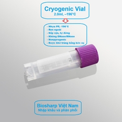 50 chiếc Lọ 2.0ml trữ lạnh -196°C, ren trong/ngoài, vô trùng, nắp vặn mầu tím, Biosharp