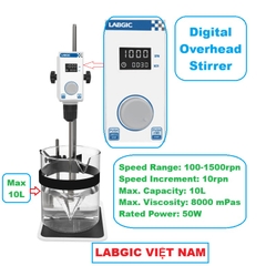 Máy khuấy đũa kỹ thuật số, dung tích 10 lít, 100-1500rpm, Digital Stirrer, LABGIC