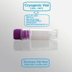 50 chiếc Lọ 2.0ml trữ lạnh -196°C, ren trong/ngoài, vô trùng, nắp vặn mầu tím, Biosharp