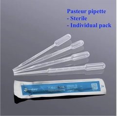 1ml Pipet pasteur nhựa chia vạch, 1 cái/gói vô trùng, Ống hút nhỏ giọt thí nghiệm, Biosharp
