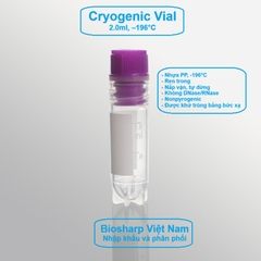 50 chiếc Lọ 2.0ml trữ lạnh -196°C, ren trong/ngoài, vô trùng, nắp vặn mầu tím, Biosharp