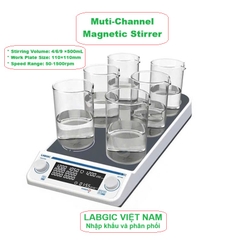 Máy khuấy từ 4/ 6/ 9 vị trí 500ml, φ110mm, tốc độ 50-1500rpm, hãng LABGIC