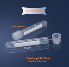 5ml-12ml-14ml- Ống nghiệm nhựa PS/ PP, đáy tròn, chia vạch, 1 cái/túi-Sterile,100 cái/hộp, Biosharp