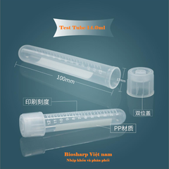 5ml/14ml- Ống nghiệm nhựa PS/ PP, đáy tròn, chia vạch, 25 cái/túi-Sterile, Biosharp