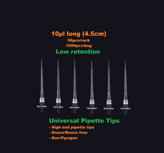 Đầu côn/ đầu típ 10μl-1250μl bám dính thấp, 96 típ/hộp-1000 típ/gói (Pipette tips), Fcommbio