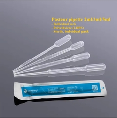 2ml/3ml/5ml Pipet pasteur nhựa chia vạch, 1cái/gói-sterile, Ống hút nhỏ giọt, Biosharp