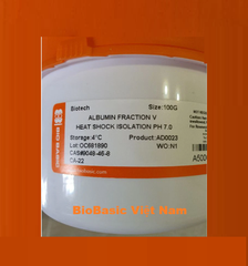 Albumin ≥98.0%, lọ 5g (Bovine, fraction V, pH 7.0), Cat.#: AD0023,  BioBasic-Canada