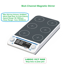 Máy khuấy từ 4/ 6/ 9 vị trí 500ml, φ110mm, tốc độ 50-1500rpm, hãng LABGIC
