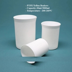 Cốc PTFE/Teflon (PTFE Beakers), dung tích 30ml-1000ml, Chính hãng
