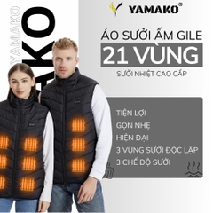 Áo Sưởi Ấm Ghile Super modern Yamako 21 Vùng Sưởi Nhiệt nhiều vùng sưởi nhất thị trường