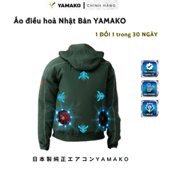 Áo điều hòa KAKI chống tia lửa hàn Yamako Nhật Bản màu XANH RÊU (Áo bán rời không phụ kiện)