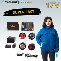 Bộ Áo quạt điều hoà Yamako Super Pro 17V 30.000MAH màu XANH DK