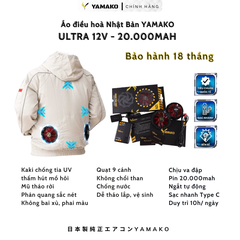 Bộ Áo quạt điều hoà Yamako Super Cooling 12V - 20.000MAH màu BE TRẮNG - MÀU TRẮNG