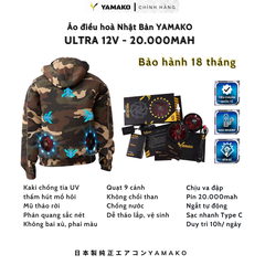 Bộ Áo quạt điều hoà Yamako Super Cooling 12V - 20.000MAH màu RẰN RI