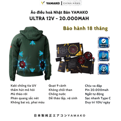 Bộ Áo quạt điều hoà Yamako Super Cooling 12V - 20.000MAH màu XANH RÊU