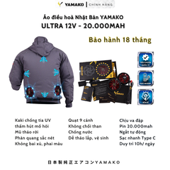 Bộ Áo quạt điều hoà Yamako Super Cooling 12V - 20.000MAH màu GHI TỐI