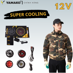 Bộ Áo quạt điều hoà Yamako Super Cooling 12V - 20.000MAH màu RẰN RI