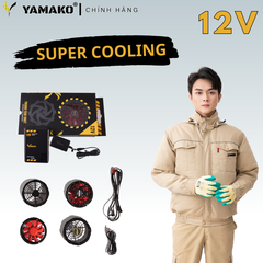 Bộ Áo quạt điều hoà Yamako Super Cooling 12V - 20.000MAH màu BE VÀNG