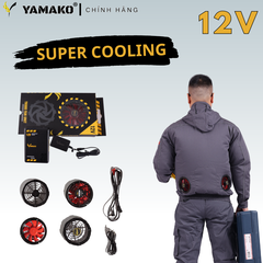 Bộ Áo quạt điều hoà Yamako Super Cooling 12V - 20.000MAH màu GHI TỐI