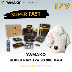 Bộ Áo quạt điều hoà Yamako Super Pro 17V 30.000MAH màu GHI SÁNG - TRẮNG