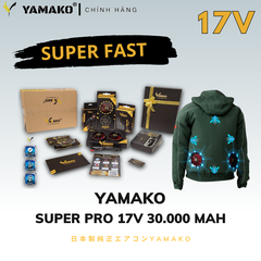 Bộ Áo quạt điều hoà Yamako Super Pro 17V 30.000MAH màu XANH RÊU