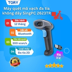 Máy quét đa tia 2D quét mã vạch, mã QR KHÔNG DÂY Bluetooth SINGPC 2623TR TẶNG CHÂN ĐẾ. Hàng chính hãng, bảo hành 12 tháng