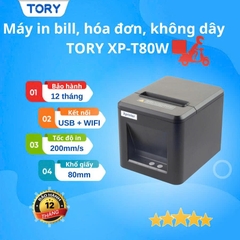 Máy in nhiệt, in bill hàng chính hãng Xprinter XP-T80W khổ 80mm, in điện thoại (kết nối USB + WIFI)