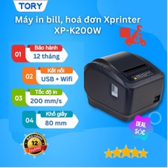 Máy in nhiệt, in bill hàng chính hãng Xprinter XP-K200W khổ 80mm, in điện thoại (kết nối USB + Wifi)