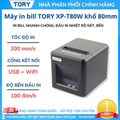 Máy in nhiệt, in bill hàng chính hãng Xprinter XP-T80W khổ 80mm, in điện thoại (kết nối USB + WIFI)