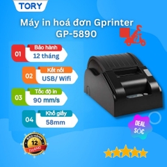 Máy in hoá đơn, in bill Xprinter GP-5890 khổ giấy 58mm kết nối USB/ WIFI bảo hành 12 tháng [HÀNG CHÍNH HÃNG]