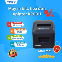 Máy in nhiệt, in bill hàng chính hãng Xprinter XP-K200U khổ 80mm (kết nối USB)