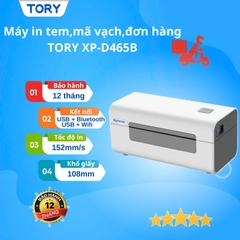 Máy in mã vạch, tem nhãn, decal, hàng chính hãng Xprinter XP-D465B(W) khổ 110mm (USB + Wifi)