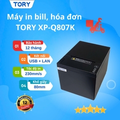 Máy in nhiệt, in bill hàng chính hãng Xprinter XP-Q807K khổ 80mm, in điện thoại (kết nối USB + LAN)