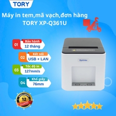 Máy in mã vạch, tem nhãn, decal, hàng chính hãng Xprinter XP-Q361U khổ 80mm  (USB + LAN)