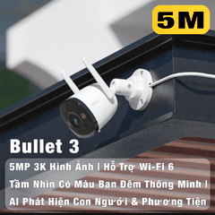 [5M] Camera Wifi Imou S3EP - 5MP Ngoài Trời Bullet 3, AI Thông Minh Đàm Thoại 2 chiều, Có Màu Ban Đêm