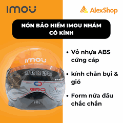 Nón Bảo Hiểm Imou Nhám - Có Kính - Màu Cam | An Toàn – Cá Tính – Chuẩn Thương Hiệu
