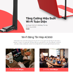 [650M] Thiết Bị Thu Wifi Mercusys MU6H Băng Tần Kép 650M, USB Wifi Có Anten