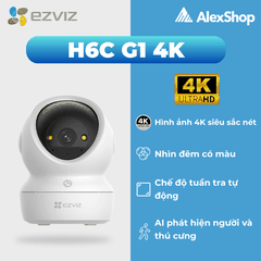 [4K] Camera Wifi Ezviz H6C 4K G1, Trong Nhà Xoay 360 Độ, AI Ảnh Siêu Nét, Chóng Ngược Sáng
