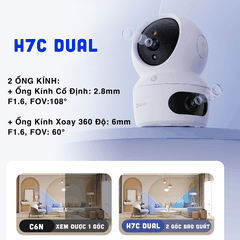 [8M] Camera Wifi Ezviz H7C Trong Nhà 2 Mắt Trang Bị AI Thông Minh [44WF,W2]