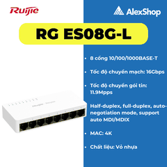 [8 Cổng] Bộ Chia Mạng RUIJIE ES08G-L 8 Cổng Tốc Độ 1000Mbps